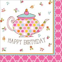 Tea Time Luncheon Napkin Happy Birthday (16) Party Supplies