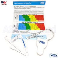 2pc Body Fat Caliper Fat Measuring Caliper Combo Set - Body Fat, Weight and Body Measurement Chart for Men & Women Weight Loss Tape (White)