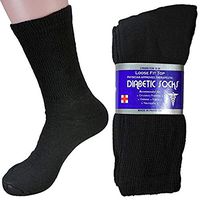 3 Pairs. Therapeutic Diabetic Crew Sock for Women/Men Size 9-11, 10-13 (Womens/Men Size 9-11, Black)