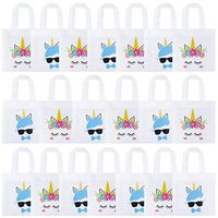 K KUMEED 20 Pack Unicorn Party Bags, Reusable Party Treat Bags Gift Goody Bags for Unicorn Party Favors, Boys and Girls Birthday Party Supplies, Baby Shower