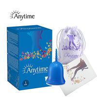 Anytime Gobal Menstrual Cup - Economical Feminine Silicone Cup for Lady Period - Soft and Reusable Alternative Protection for Cloth Sanitary Napkins - Clear Mini Small Size (Blue, Small)