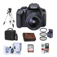 Canon EOS Rebel T6 Digital SLR Camera Kit with EF-S 18-55mm f/3.5-5.6 is II Lens - Bundle with Holster Case, 32GB U3 SDHC Card, Cleaning Kit, Spare Battery, 58mm Filter Kit, Tripod, Software Package