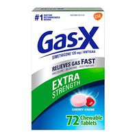 Gas X Chewable Extra Strength Tablets for Fast Gas and Bloating Relief, Cherry Flavor, 72 Count