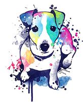 HZ Graphics Watercolor Jack Russell Terrier Vinyl Decal Wall Laptop Bumper Sticker 5"