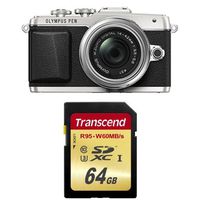 Olympus E-PL7 16MP Compact System Camera with 3-Inch LCD with 14-42mm IIR Lens (Silver) w/ Memory Card