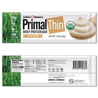 Julian Bakery Primal Thin Protein Bar | Sweet Cream | Organic Grass-Fed Whey | Gluten-Free | 20g Protein | 1 Net Carb | 10 Bars