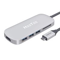 HooToo USB C Hub with Type C Charging Port, HDMI Output, Card Reader, 3 USB 3.0 Ports (Renewed) (Silver)