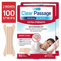 Clear Passage Nasal Strips, Tan, 100 Count | Works Instantly to Improve Sleep, Reduce Snoring, Relieve Nasal Congestion Due to Colds & Allergies