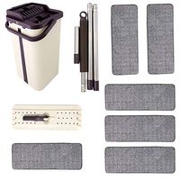 Flat Squeeze Mop Bucket Sets Hand Free Washing Floor Cleaning Mop Microfiber Mop Pads Wet or Dry Household Cleaning Tools Kitchen Living Room 360° Rotatable Floor Cleaning Tools Accessories