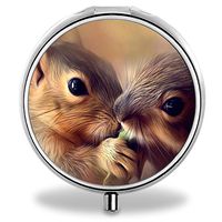 IMLONE Pill Organizer, Customized Squirrel Pill Boxes with 3 Components and Mirror for Travelling and Daily Needs