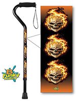 Walking Cane Adjustable Aluminum Metallic Skulls W Flames