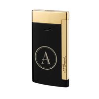 Personalized ST Dupont Slim 7 Single Torch Flame Lighter - Black and Gold with Free Initial Laser Engraving