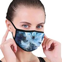 Mouth Cover Earloop Mouth Cover Soft Polyester Breathable Cover - Mountain and Northern Light Wolves Psychedelic Forest Adjustable Elastic Strap Windproof Face and Nose Cover, Reusable & Washable