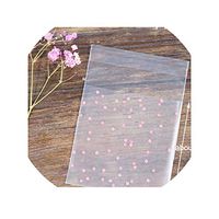 100pcs Polka Dots Frosted Plastic Bag White Blue Pink Self-Adhesive Cookies Clear Cellophane Candy Bags Party Wedding Gifts Bag,7x7cm Pink