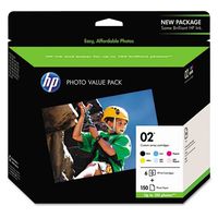 HP 02 | 6 Ink Cartridges with Photo Paper | Black, Cyan, Magenta, Yellow, Light Cyan, Light Magenta | Q7964AN