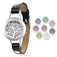 Jack & Rose Essential Oil Perfume Diffuser Tree Bangle Bracelet, Stainless Steel Aromatherapy Locket Bracelets with 8 Washable Color Pads,Mothers Day Girls,Women Jewelry