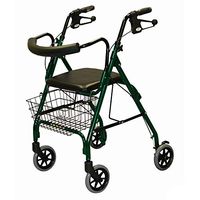 MISC Indoor/Outdoor Walkers Rollator 4-Wheel Basket Walker Stand Up Senior Mobility Padded Seat Folds Rollator-Walker Lightweight Adjustable Green
