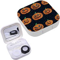 Portable Contact Lens Case Box Travel Kit Mirror + Bottle + Tweezers Container Holder [ Halloween Pixel Art ]