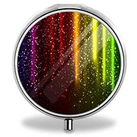 Pill Box (3 Compartments), Cute Pill Case Portable for Pocket Purse Briefcase Travel Pills Box Medicine Storage Container - Abstract Rainbow Spectrum