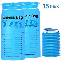 TNELTUEB 15 Pack Blue Emesis Bags, Disposable Vomit Bags Nausea Bags for Travel Motion Sickness & Morning Sickness, Aircraft&Car Sickness Bag, on The go use (1000ml)