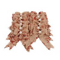 Amosfun 24pcs Burlap Bows Christmas Tree Bow Topper DIY Bows for Gift Wrapping Christmas Rustic Wedding Car Chair Decorations (Red Glitter)
