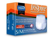 Inspire Adult Diaper Incontinence Underwear, Small/Medium, 80 count