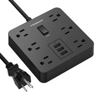 Power Strip with 3 USB Ports, 6 Outlets Desktop Charging Station with 15A 4ft Extension Cord and Circuit Breaker Safeguard Home and Office Accessories, ETL Listed, Black