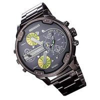 Rosymity Men's Large Dial American Fashion Luxury Stainless Steel Leather Sports Quartz Watch DZ Watch