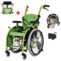 ZZYYZZ Folding Child Wheelchair, Lightweight Aluminum Alloy Frame, Four Brake System Cerebral Palsy Self-Propelled Wheelchair Can Bear 100Kg with Headrest,Seatwidth30cm