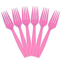 JAM PAPER Big Party Pack of Premium Plastic Forks - Fuchsia Hot Pink - 100 Disposable Forks/Box
