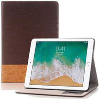 Hulorry Anti-Drop Case for iPad Mini 5 2019, Simple Stripe Lightweight Flip Stand Fold Case for Women/Men/Kids, with Card Slots Cover for 7.9 inch iPad Mini 4/ iPad Mini 5 2019 Releases- Brown