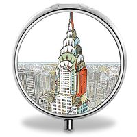 City Pill Case, Round Stainless Drug Organizer Container Medicine Cover for Pocket Daily&Weekly