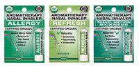 Best Organic Aromatherapy Travel/Motion Sickness, Refresh and Allergy Nasal Inhaler Set - Made with 100% Organic Essential Oils - 0.7 ml by Sponix
