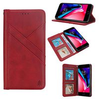 TechCode 4.7’’ iPhone 8 Stand Cover, Premium PU Leather Flip Folio Shockproof Case Cash Pouch Wallet Cover with Kickstand & Card Slots Magnetic Stand Protective Case Compatible with iPhone 7/8,Red