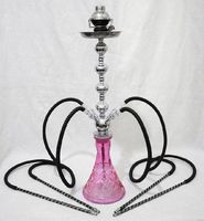 4 Hose Pink Hookah Pipe 28" BLACK ROSE w/Four Washable Hooka Hoses + Windcover