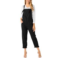 Women Overalls Jumpers Pockets Jumpsuits Pants Romper Long Loose Working Trousers Hemlock (L, Black)