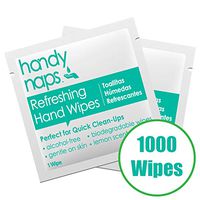 Handynaps® Pre-Moistened Refreshing Hand Cleaning Wet Wipes, No Alcohol, for General Cleaning Purpose, Individually Wrapped Bulk Buy 1000 Count