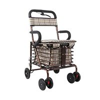 JAD@ Elderly Shopping Cart/Recreational Vehicle/Collapsible Walker/Walker/Rehabilitation Equipment Folding Walking Four-Wheeled Shopping Cart Bronze Double Wheel Size:45cm43cm85cm