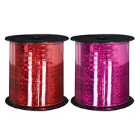 Migavan Curling Ribbon,Christmas Curling Ribbon,2 Roll 0.20inch Bling Shining Curling Ribbons for Wedding Party Christmas Crafts Scrapbook Balloons Decoration Rose Red + Red