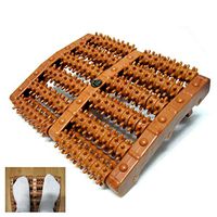 KEM Step Foot Acupressure Roller Natural Wood Reflexology Foot Massage Roller Brown