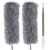 Microfiber Duster, Bendable Feather Duster with Super-long Adjust Pole Up to 100'', Retractable Household Hair Hand Duster for Cleaning Dust Cobweb on High Ceiling Fans/lights/blinds/cars