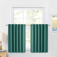 PONY DANCE Window Curtain Valances - Kitchen Curtains with Rod Pocket & Back Tab Tier Thermal Drapes Home Decor for Bathroom Short Windows, 42 W x 36 L, Sea Teal, 2 PCs