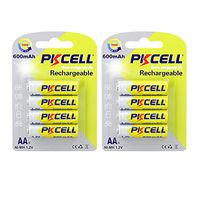 AA Rechargeable Battery Ni-MH 1.2v 600mAh for Garden Solar Lights Count:Pcs (8)