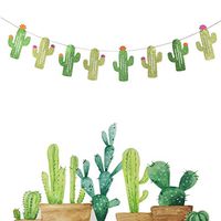 YOUTH UNION Double Sided Cactus Bunting Banner Garland Pennant Tropical Summer Themed Party Festival Luau Hawaii Party Wedding Decoration (1Pc Bunting Banner)