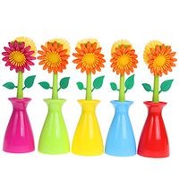 Laz Tipa - Creative Sunflower Cleaning Brush Multi-function Plastic Cleaning Tool Long Handle Brush Bowl Dish Pot Cleaner Home Decoration