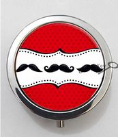 BlackKey Mustache Print Pattern 3-Compartment Decorative Pocket Gift Box Case Organizer for Pill, Color 1 -702