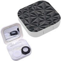 Portable Contact Lens Case Box Travel Kit Mirror + Bottle + Tweezers Container Holder [ Geometric ]