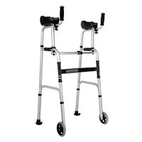 LHQ-HQ Walking Frames Lightweight Aluminium Walker Folding Adjustable Height with 2 Wheels for Seniors Rollators Non-Slip Walking Stick with Hospital