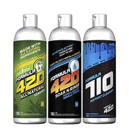Formula 420 Bundle Pack : 1 Bottle ALL NATURAL Formula 420 Pipe Cleaner - Cleans - Glass, Pyrex, Metal, Ceramic 16 oz, 1 Bottle Formula 420 Soak-N-Rinse 16 oz & 1 Bottle Formula 710 Instant Cleaner 12