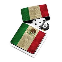 Mexico Flag - White Lighter Windproof Flip-Top Refillable with tin Gift Box